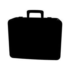 Black suitcase silhouette against white background used by business travelers