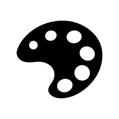 Monochrome depiction of an artists color palette with multiple paint wells