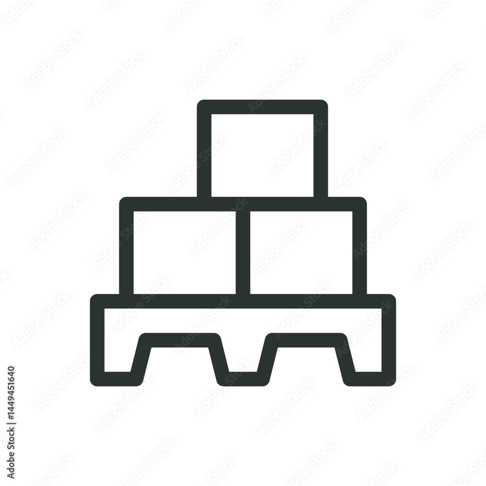 Poster boxes on a pallet line icon, warehouse pallet vector symbol with editable stroke
