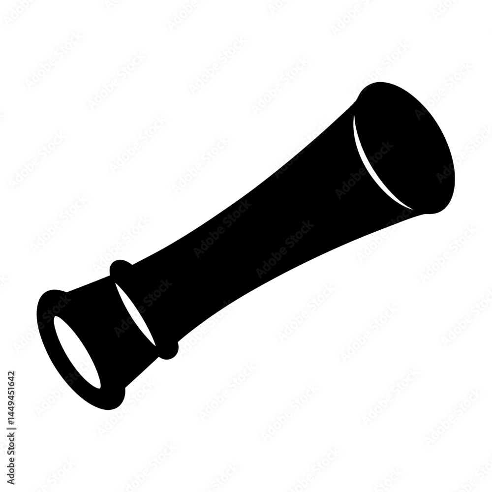 Poster silhouette image of a vintage scroll or document container on white background