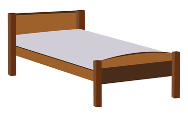 Elegant Wooden Bed Vector Isolated – Bedroom Furniture Clipart
