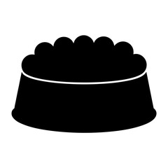 A Solid Black Dog Bowl Filled to the Top with Food