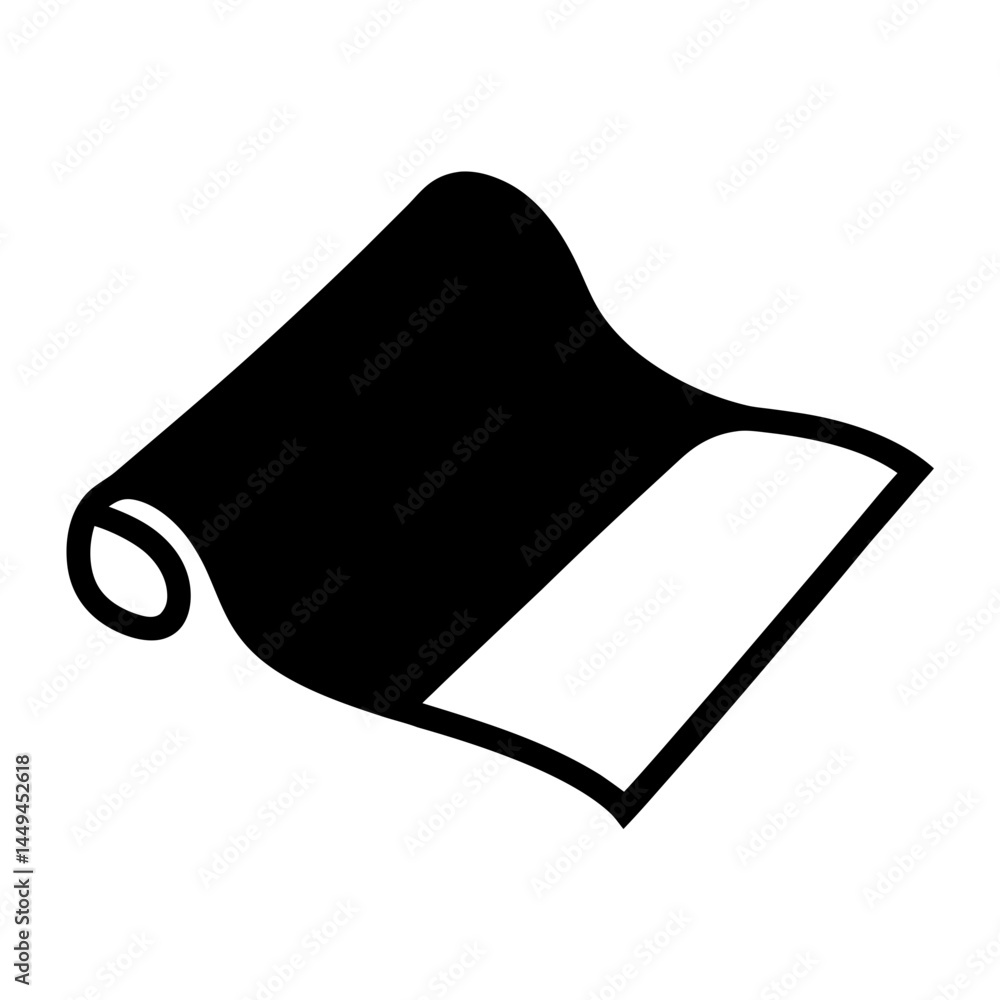 Poster rolled up paper or material with partial black fill and solid outline