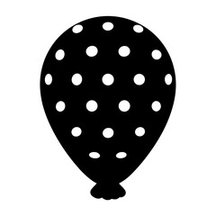 Whimsical black balloon with white polka dots adds a touch of fun