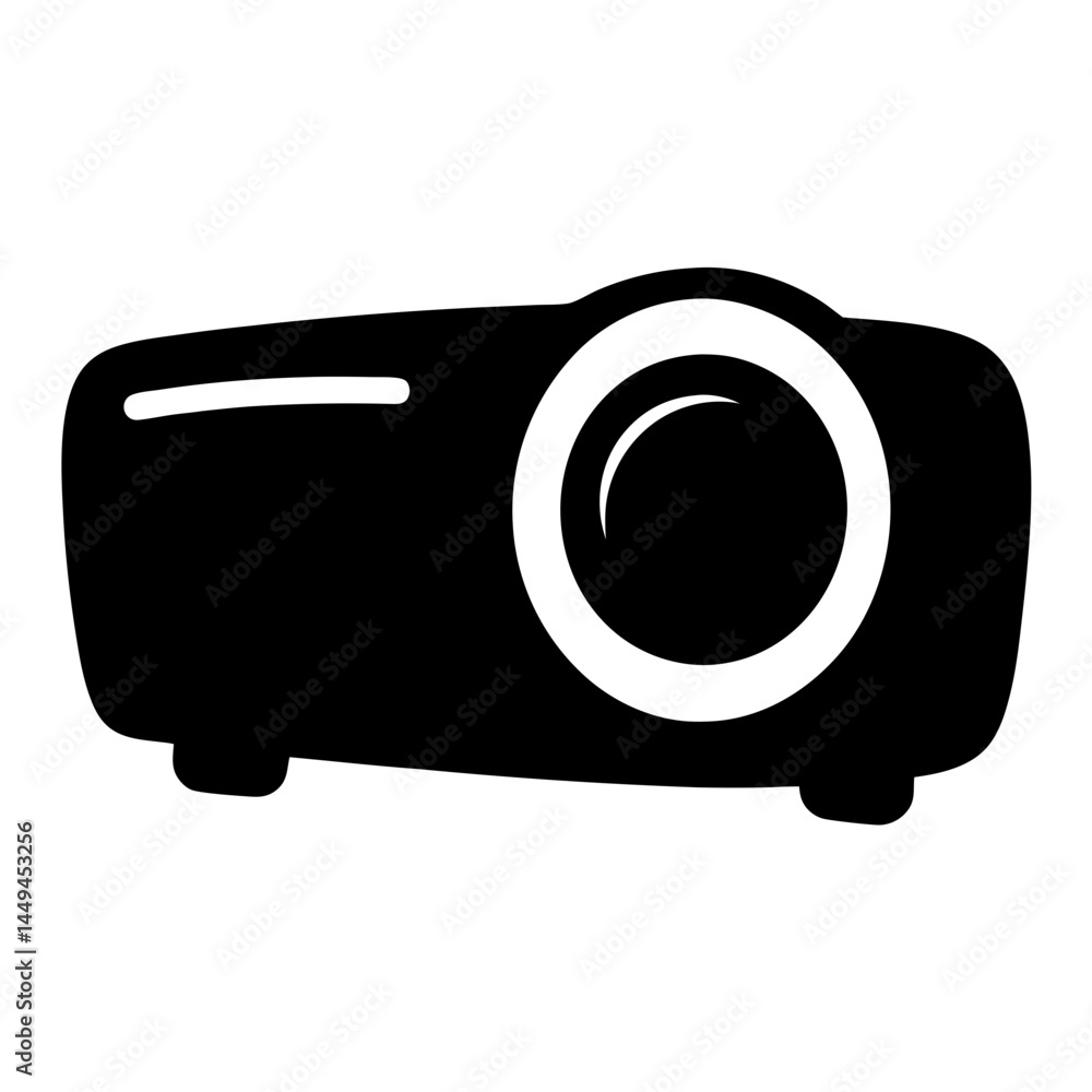 Poster sleek modern black and white projector icon for presentation use and visual display