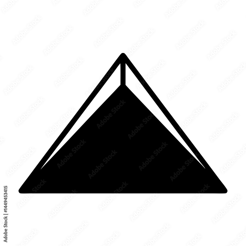 Poster a graphic rendering of a triangular structure with interior geometric forms