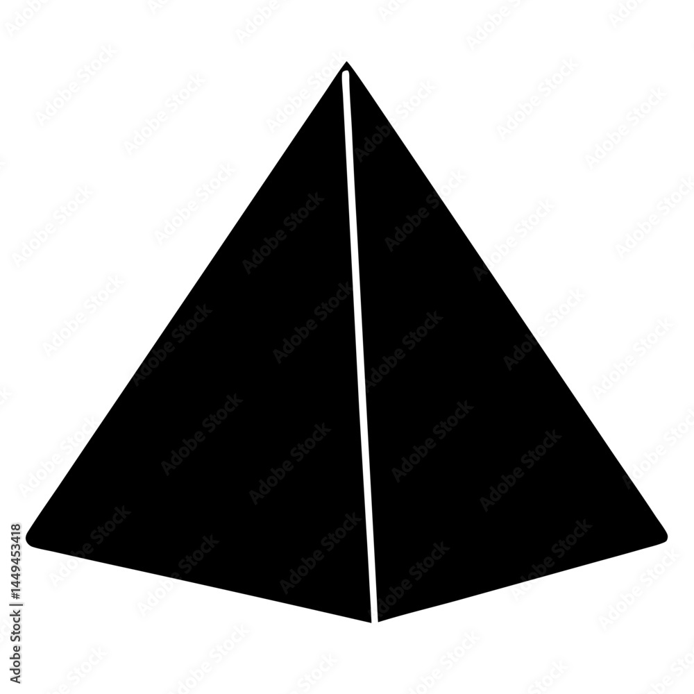 Poster Black pyramid shape with a dividing line creating depth and dimension