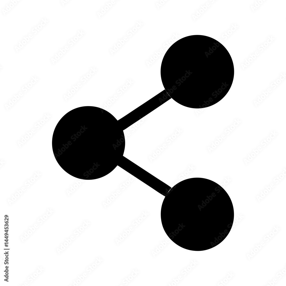 Poster abstract share icon in black with three circular nodes connected