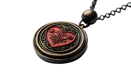 Embossed Heart Pendant with Chain, cut out transparent