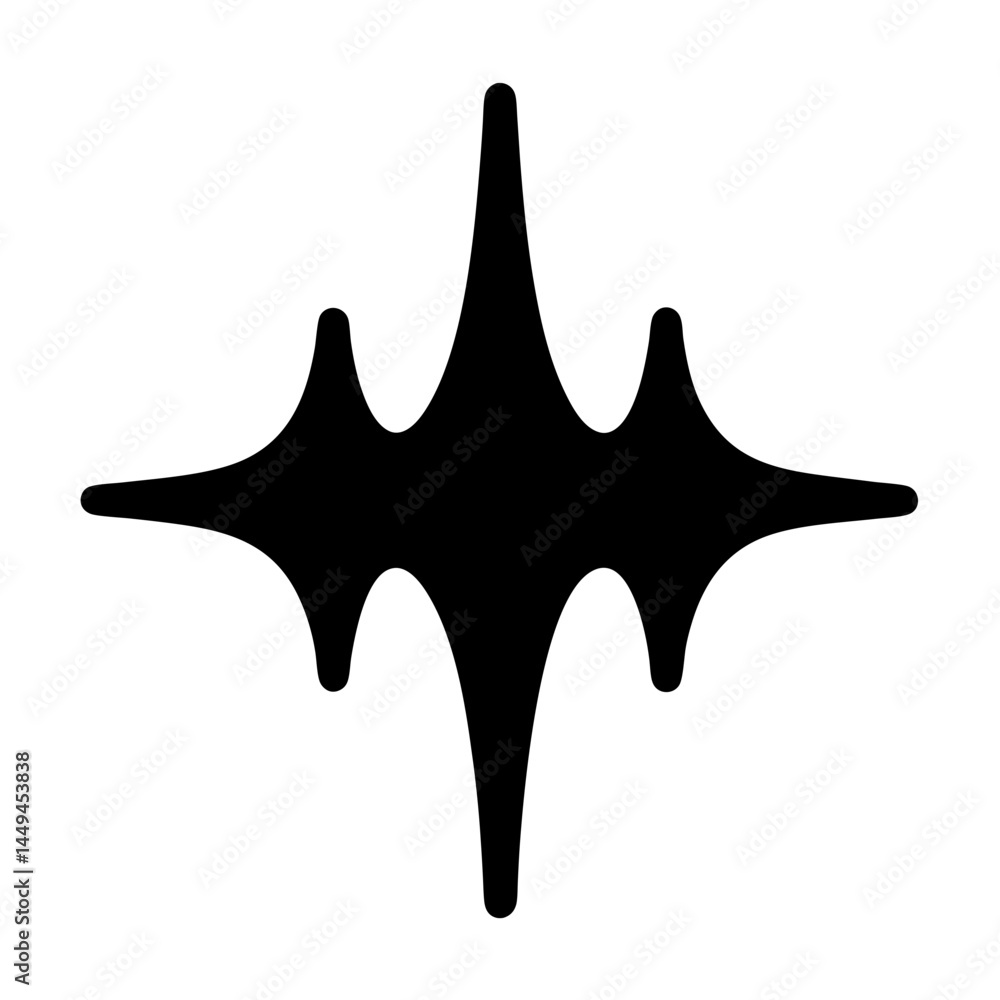 Poster abstract black starburst shape with dripping extensions on a white background