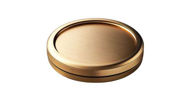 Shiny golden coin money token, cut out transparent