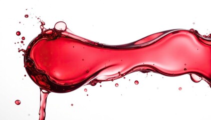 Rich red wine, poured, swirling, clean white background, pour, glass
