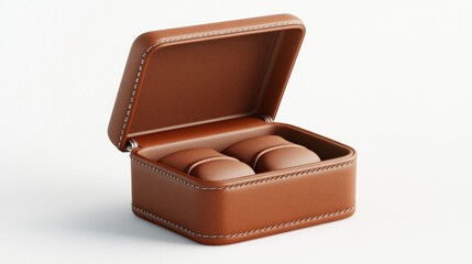 Tan leather watch box with compartments