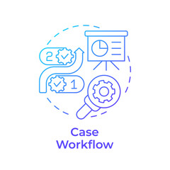 Case workflow blue gradient concept icon. Business strategy, planning. Marketing, processes. Round shape line illustration. Abstract idea. Graphic design. Easy to use in advertising, marketing