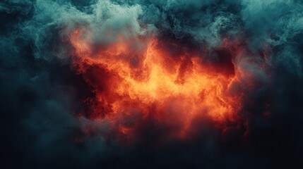 Fototapeta premium Dramatic clash of fiery orange and dark clouds