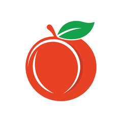 Stylized Peach Fruit Logo ? Minimalist Orange Peach with Green Leaf on White Background.eps
