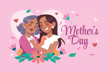 Cute Flat Mothers day Background