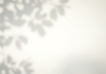 Obraz premium Shadows of leaves cast on a white surface creating a soft and blurred natural light effect on the wall
