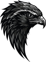 Bald Eagle Silhouette Vector, Majestic American Bird Logo in Black and White