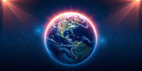 Fototapeta premium Digital illustration of Earth set against a backdrop of a star-filled universe