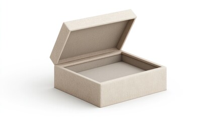 Empty beige fabric-covered box
