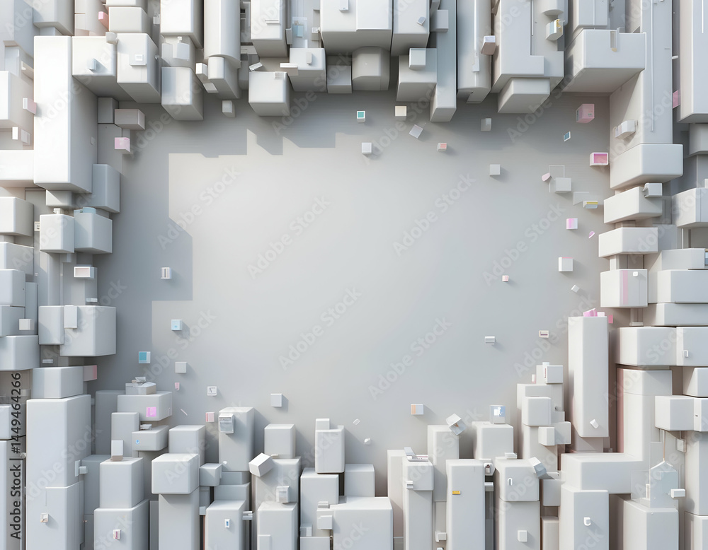 Poster abstract geometric white cubes background with space for text