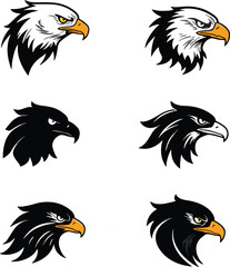Bald Eagle Silhouette Vector, Majestic American Bird Logo in Black and White