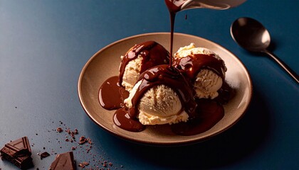 ice cream balls in a bowl drizzled with chocolate
