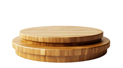 Two tiered wooden display stand, showcase podium, cut out transparent