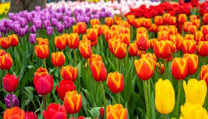 Vibrant Tulip Garden - Colorful Spring Flower Background