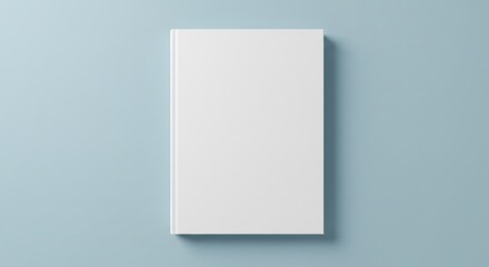 Fototapeta premium Blank White Book Cover Mockup on Light Blue Background