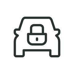 Locked car line icon, car lock vector symbol with editable stroke