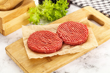 Raw beef  burger cutlet for grill