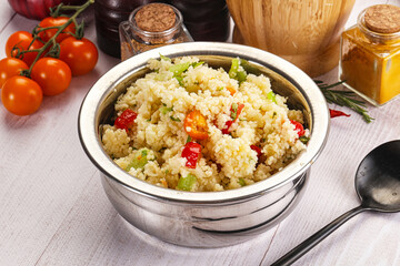 Vegan cuisine couscous with vegetables