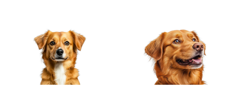 Two golden canine close-ups. cut out transparent - Powered by Adobe