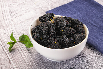 Juicy sweet mulberry in the bowl