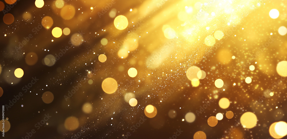 Poster golden bokeh flickers against a dark background, creating a dreamy and mysterious atmosphere as if u