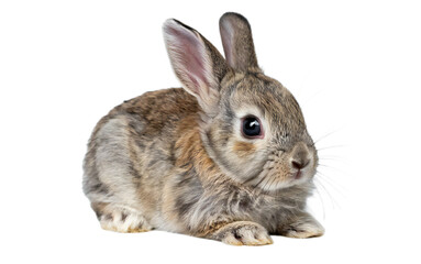 Fototapeta premium Adorable Baby Rabbit Sitting on Black Background
