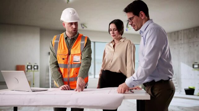 Professional Engineers Looking At House Blueprint
