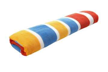 Folded colorful striped beach towel