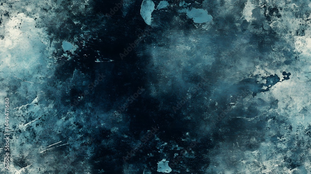 Poster abstract textured background with deep blues and grays.