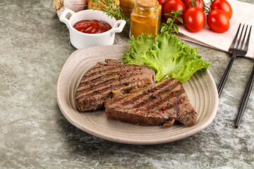 Delicus grilled beef steak with sauce