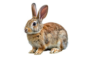 Fototapeta premium Adorable Brown Rabbit Sitting Isolated on Black Background