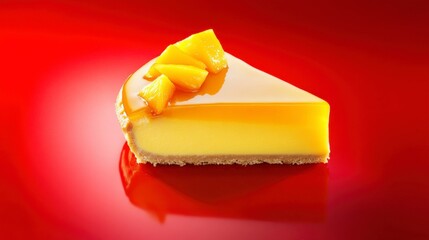 Stunning Mango Cheesecake Slice with Caramel Drizzle