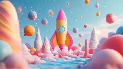 Rocket Illustration in Space