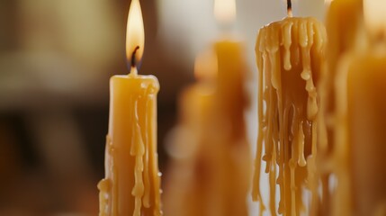 Close-up of Melted Candles: A Warm and Inviting Ambiance