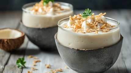 Gourmet Coconut Smoothie with Crunchy Granola Topping - A Tropical Delight