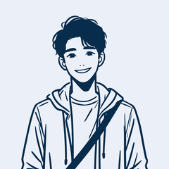 Minimalist character in motion. Human figure expressing joy. One line stylish illustration. Fun celebration male concept. Cool hand drawn artwork

