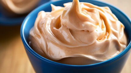 Close-up of a delectable, creamy, and smooth frozen dessert.  A perfect summer treat.  A bowl of deliciousness.