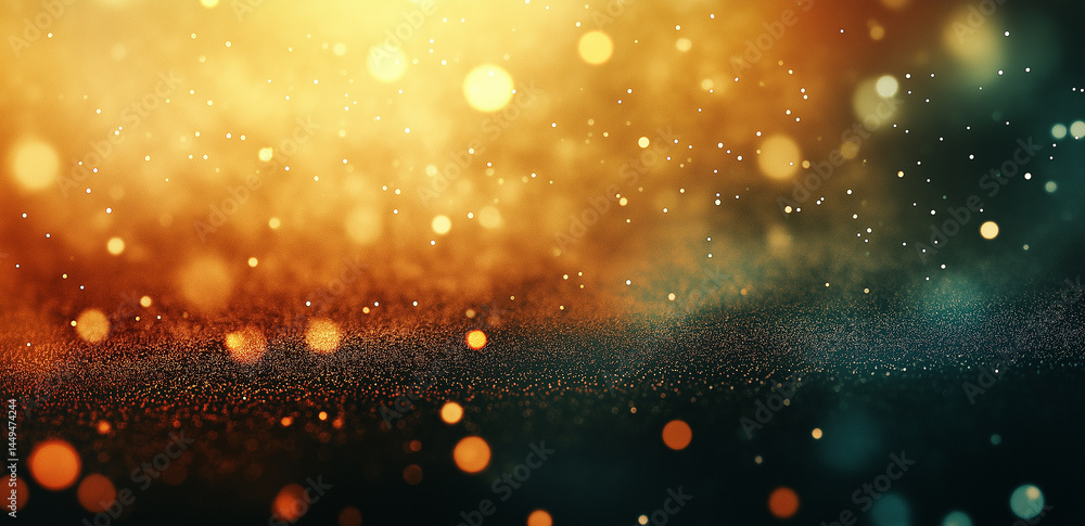 Poster colorful bokeh flickers on a gradient background, creating a dreamy and romantic visual effect suita